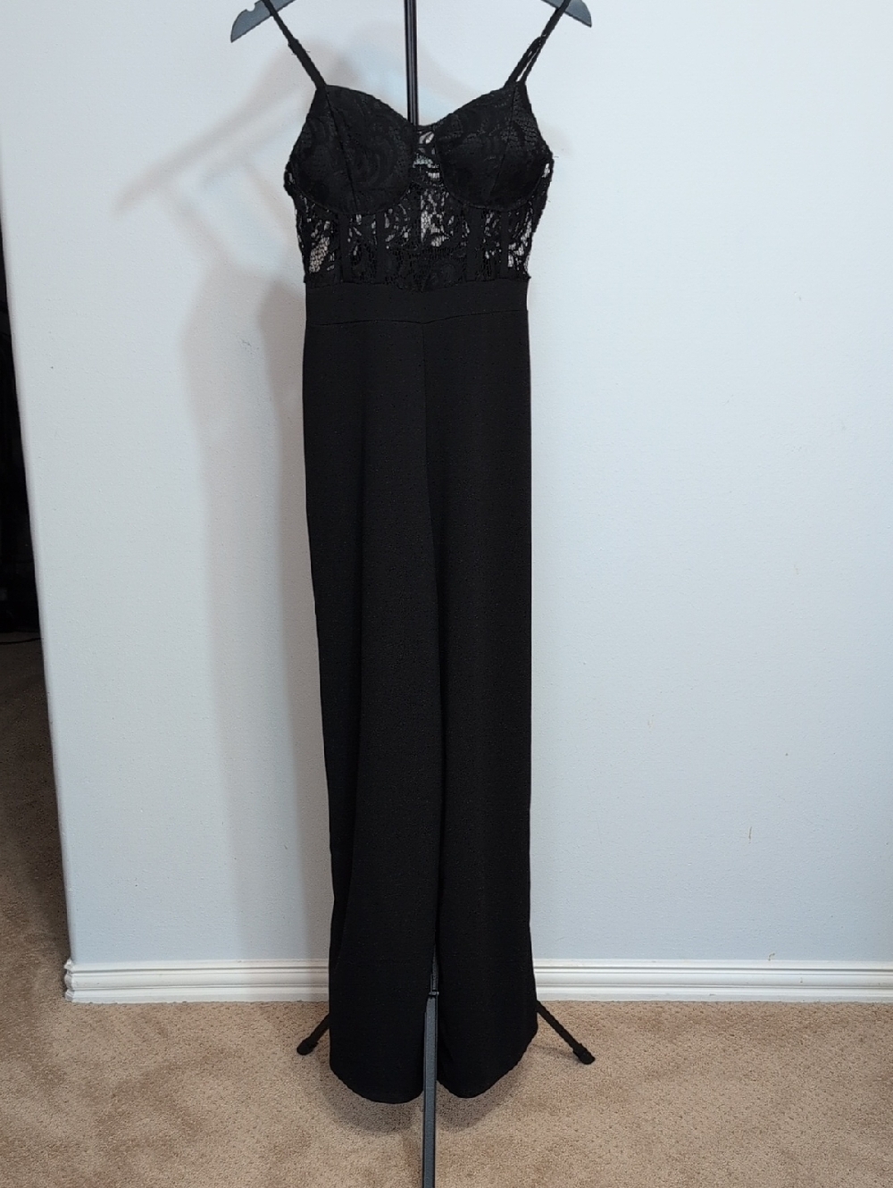 Almost Famous Black Lace Bustier Jumpsuit